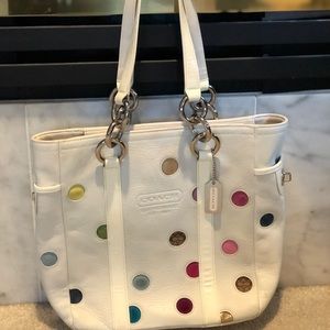 Vintage polka dot leather Coach purse